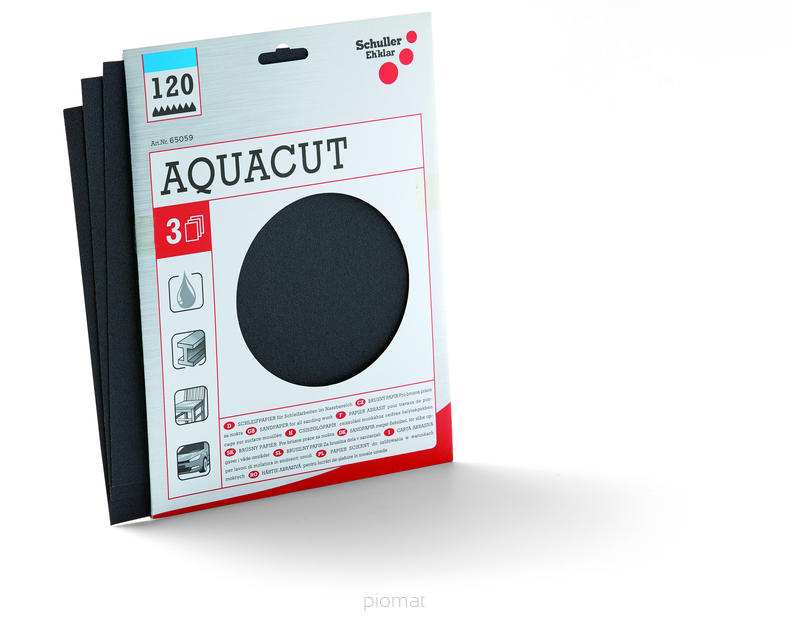 Schuller AQUACUT SET Papier ścierny, arkusze 230 x 280 mm P120 Zestaw 3 szt