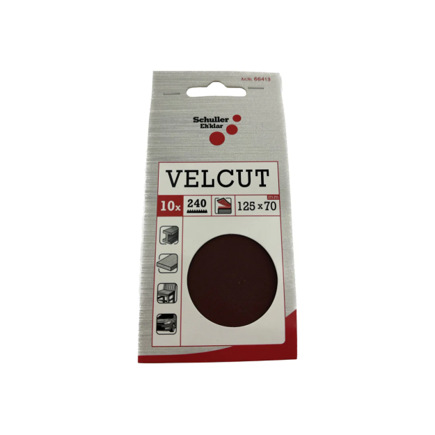 Schuller VELCUT Papier ścierny, arkusze 70 x 125 mm na rzep P240 Zestaw 10 szt