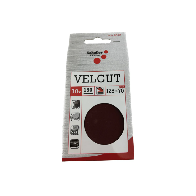 Schuller VELCUT Papier ścierny, arkusze 70 x 125 mm na rzep P180 Zestaw 10 szt
