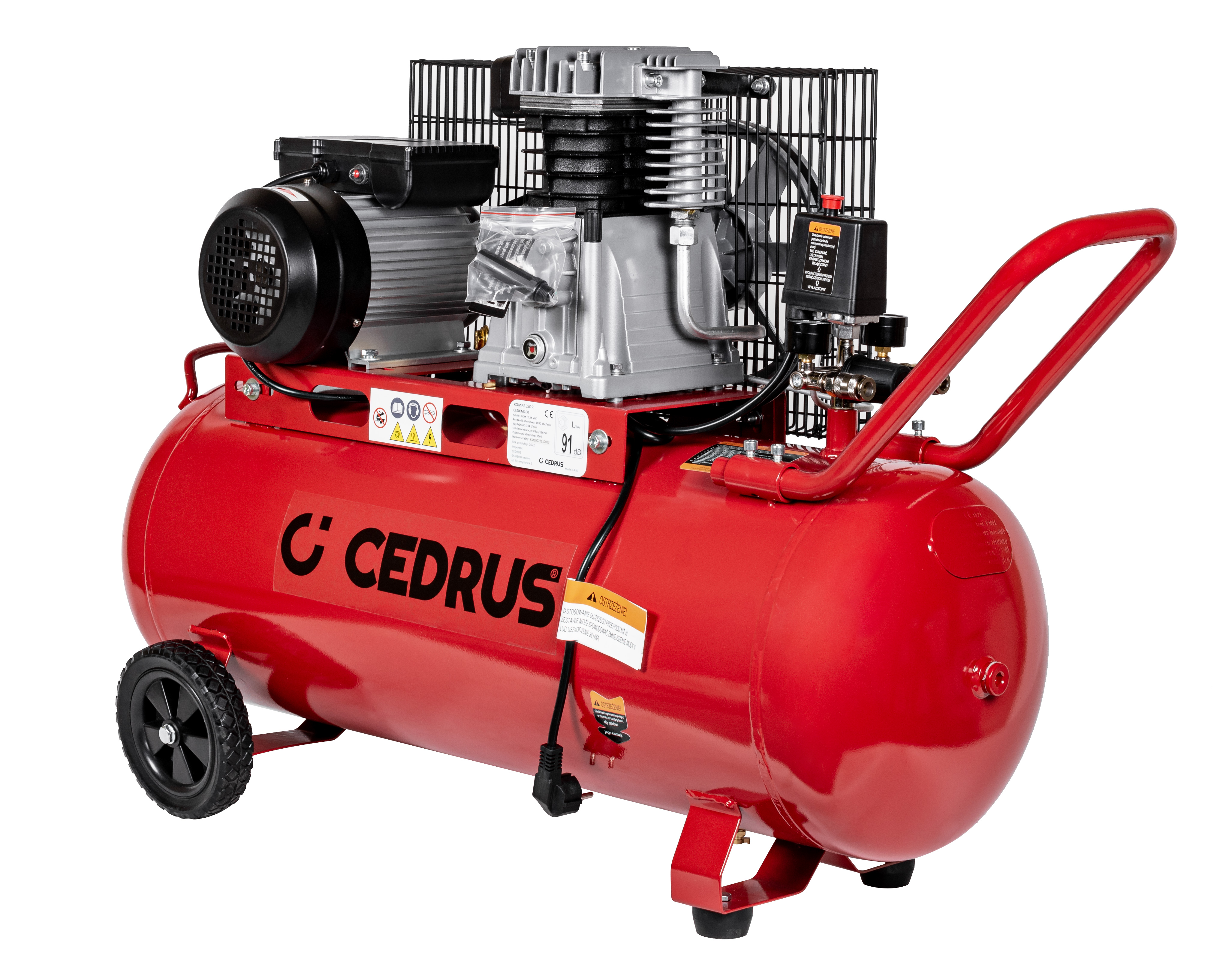 Cedrus KM100 Kompresor tłokowy elektryczny z pojemnikiem zbiornika 100 L Cedrus KM100 Kompresor tłokowy elektryczny z pojemnikiem zbiornika 100 L